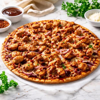 Medio Domino's Pizza de masa fina de barbacoa