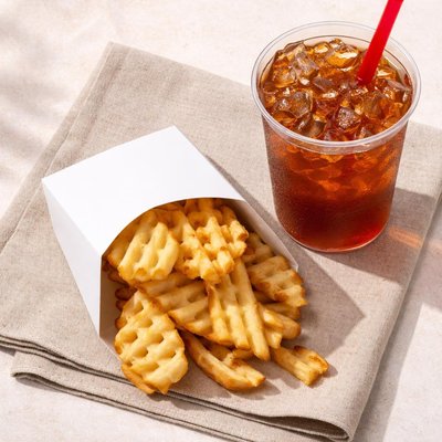 Medium fry and medium sweet tea from chick-fil-a