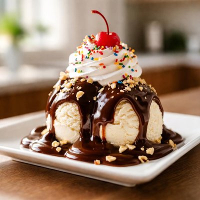Medium hot fudge sundae