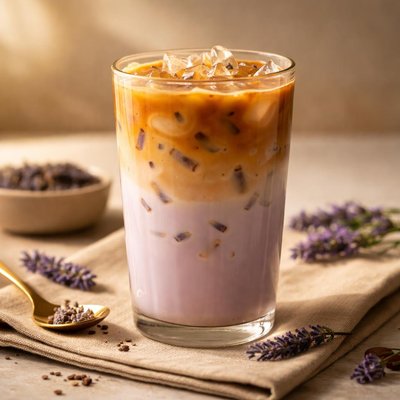 Medium iced lavender latte