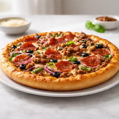 Medium pan crust supreme pizza