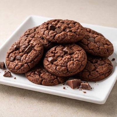 Porção média de biscoitos de chocolate.