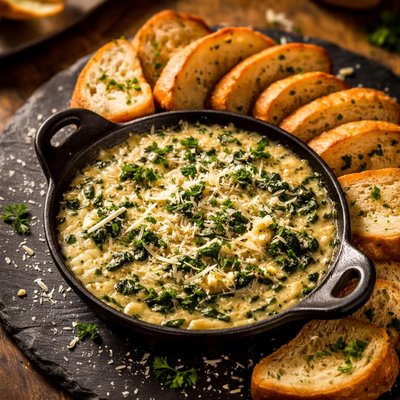 Mellow mushroom spinach dip