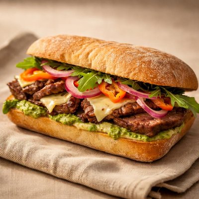 Mendocino farms peruvian steak sandwich