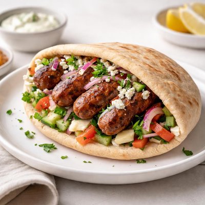 Salsicha merguez com pita