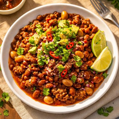 Frijoles y carne mexicana