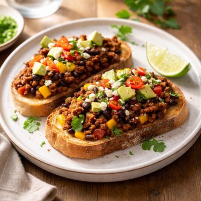 Mexikanisches Hackfleisch auf Toast