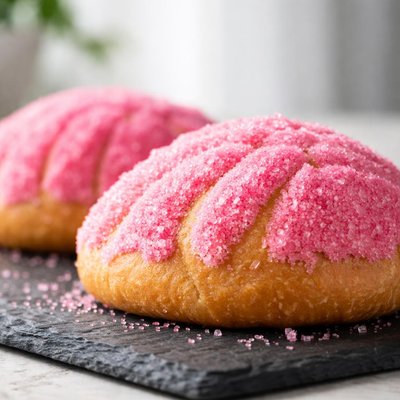 Pan dulce mexicano con azúcar rosa