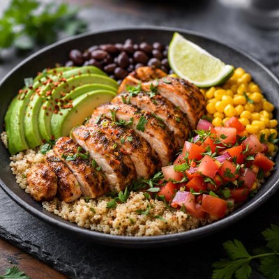 Mexican quinoa chicken bowl