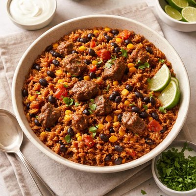 Mexican rice and meat stew