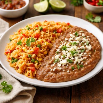 Mexican rice and refried beans