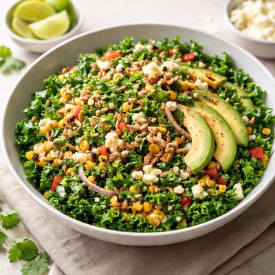 Mexican street corn kale salad