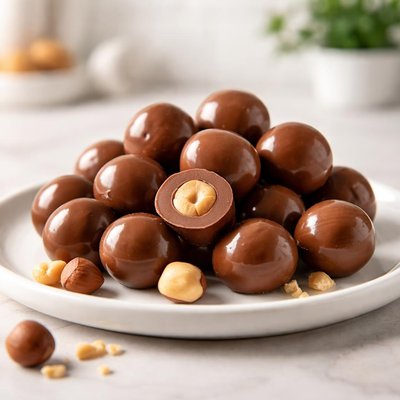 Milk chocolate covered hazelnuts