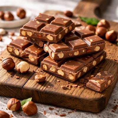 Milk chocolate with haselnut