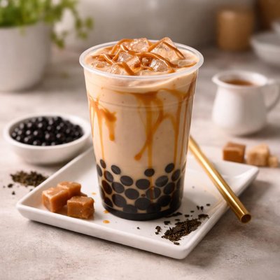 Milk tea caramel boba