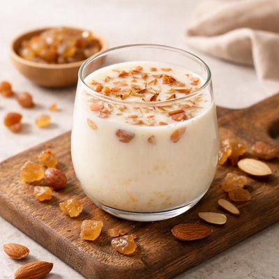 Milk with almond gum