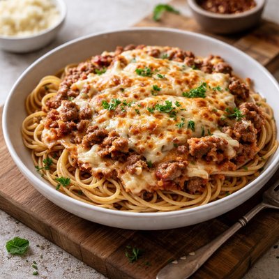 Million dollar spaghetti with protein pasta