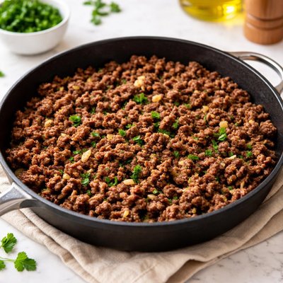 Carne de res picada cocida