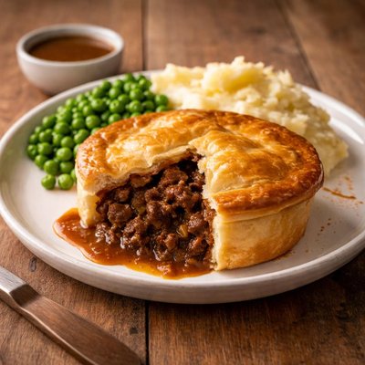 Minced beef and onion pukka pie