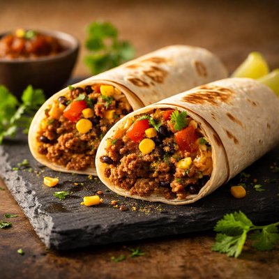 Minced beef burrito