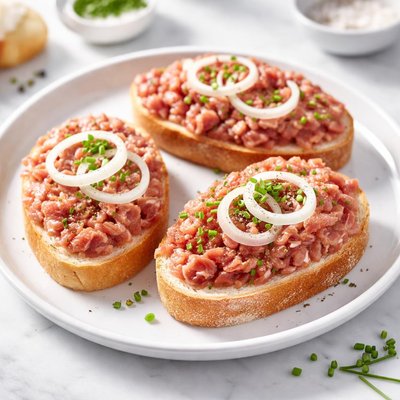 Minced meat on bread