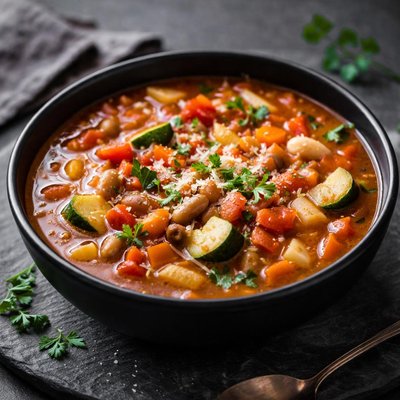 Minestrone soup with beans
