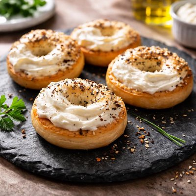 Mini bagel with cream cheese