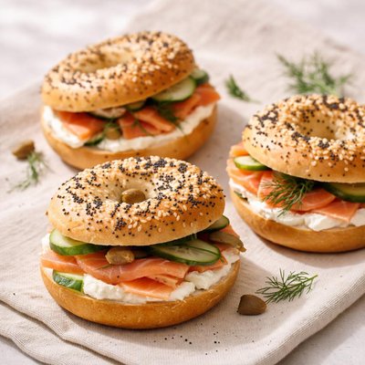 Mini bagel with salmon