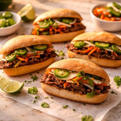 Mini beef banh mi sandwich