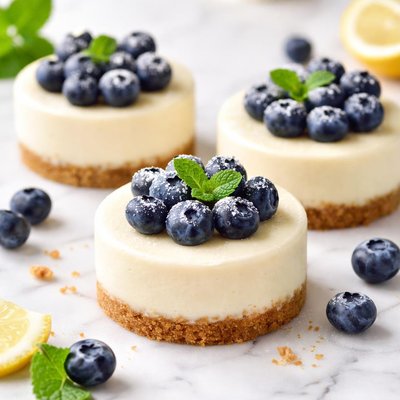 Mini cheesecake with blueberries