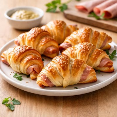 Mini croissants au jambon maison