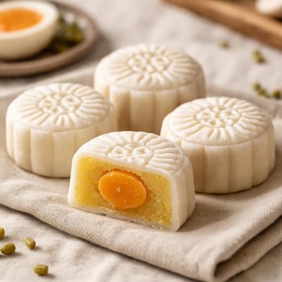 迷你绿豆咸蛋黄冰皮月饼