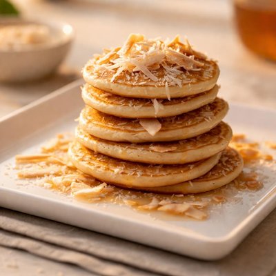 Mini pancake with coconut flakes