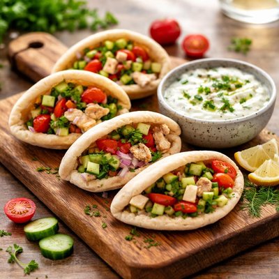 Mini pitas with taziki