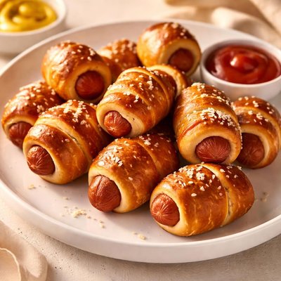 Mini pretzel hot dogs
