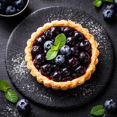 Mini tart with blueberry filling