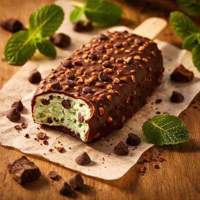 Mint chocolate chip ice cream bar