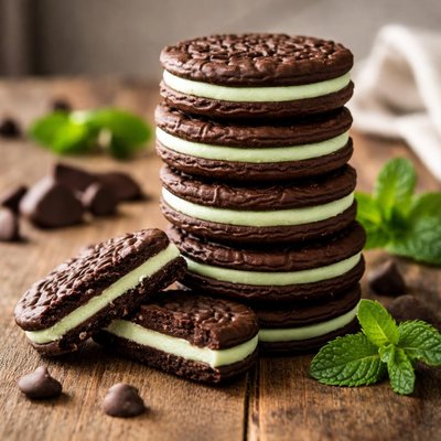 Mint chocolate sandwich cookies