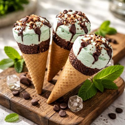 Mint cornetto ice cream