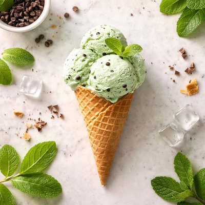 Mint ice cream cone