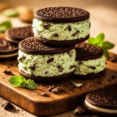 Mint oreo ice cream sandwich