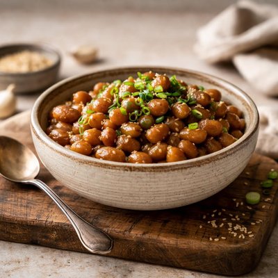 Miso braised borlotti beans