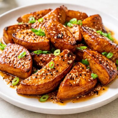 Miso sesame glazed sweet potato