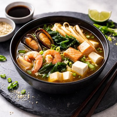 Miso soup with seafood