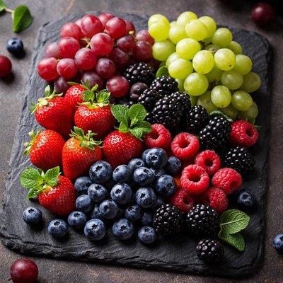 Mixed berries and grapes