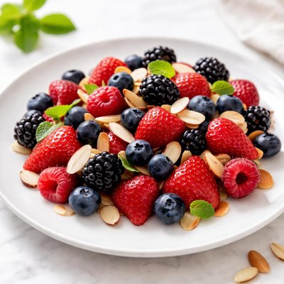 Mixed berries with almonds