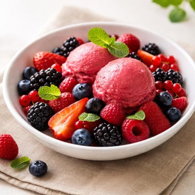Mixed berries with sorbet