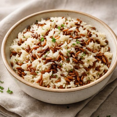 Mixed brown rice and white rice
