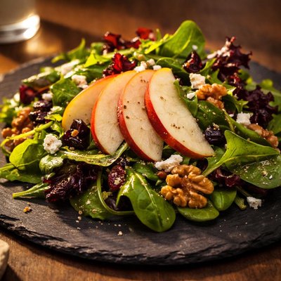 Mixed green salad with apple slices