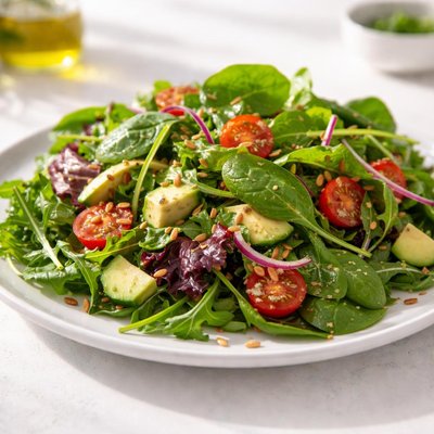 Mixed green salad with spinach